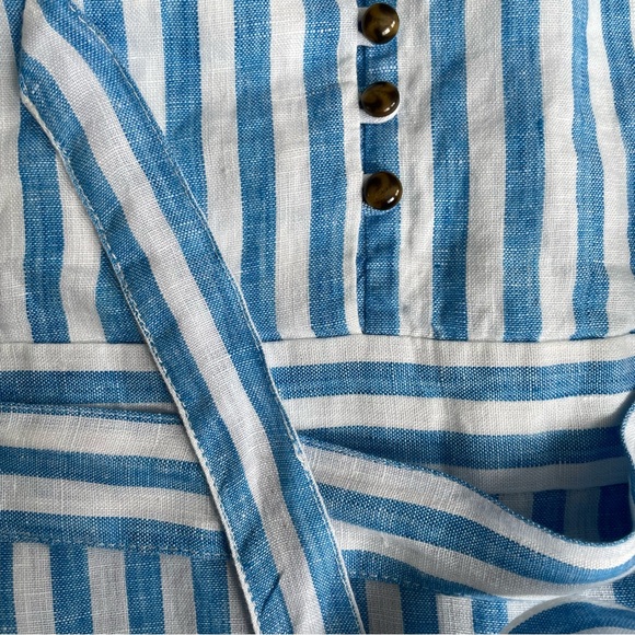 Hatley Isla Linen Dress XL French Stripes Blue White Cruise Resort Party - Picture 10 of 14